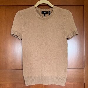 Theory Cashmere Short-Sleeve Top, Camel, Petite